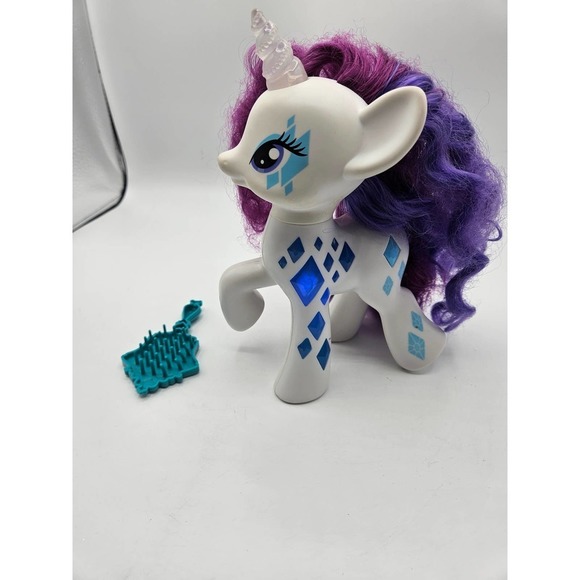 My Little Pony Light-Up Glow 8" Inch Rarity White Unicorn Toy 2014 with Brush - Picture 10 of 10